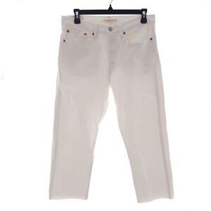 Levi's Wedgie Straight Solid White Raw Hem Button Fly Women's Jeans